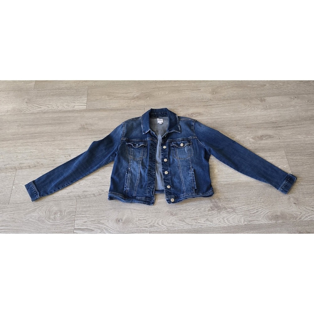 Kensie Jeans‎ Jean Jacket Long Sleeve CROP  Size L Button Front